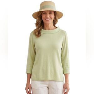 Christopher & Banks Pastel Soft Mint Green Mock Neck Knit Sweater SZ L